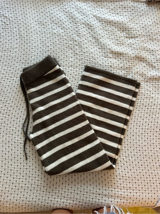 Daily Drills Pants - Daily Drills Striped Knit Lounge Pants - brown and white